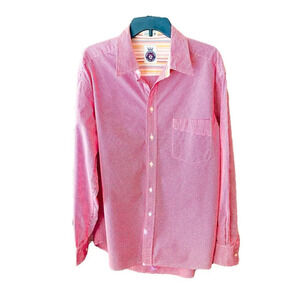 Southbridge mens long sleeve cotton button shirt XL red white gingham Valentines